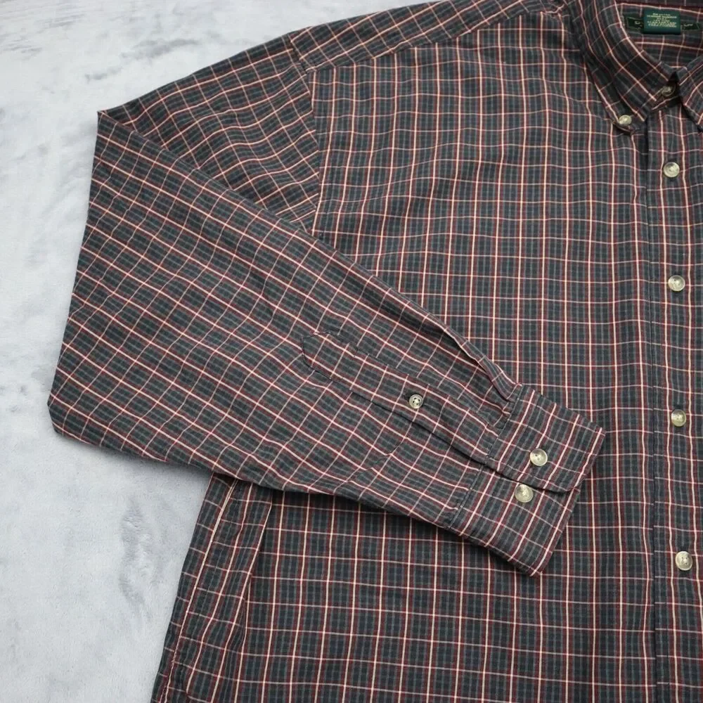 Dockers Shirt Men Large Red Blue Plaid Wrinkle Free Long Sleeve Button Up Casual - Picture 11 of 16